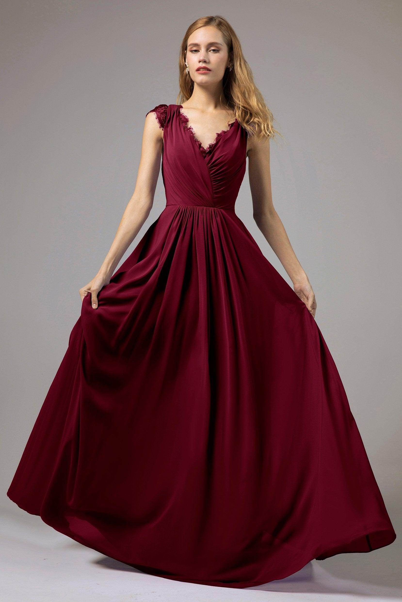 A-Line Floor Length Chiffon Bridesmaid Dress Formal Dresses CB0387 - COCOMELODY